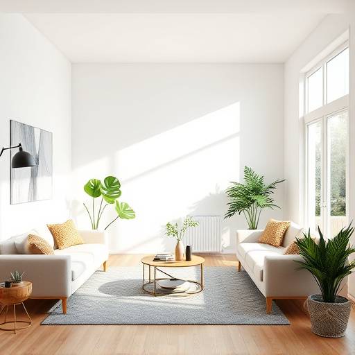Salon moderne et lumineux avec mobilier confortable et touches v&radic;&copy;g&radic;&copy;tales